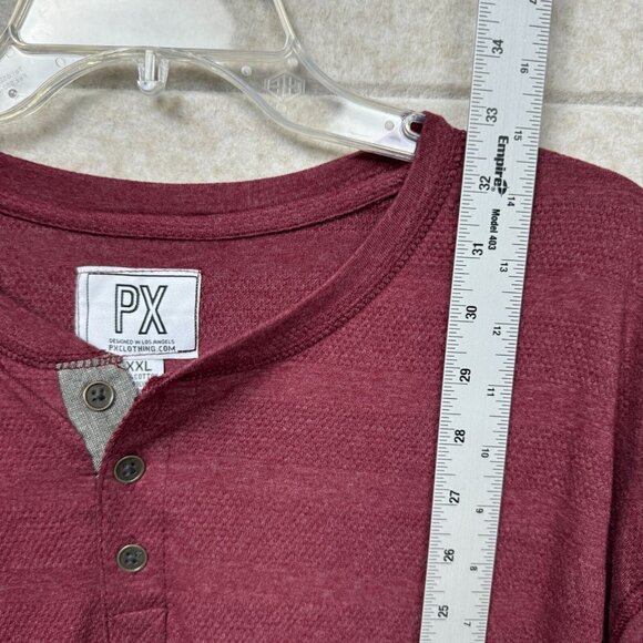 Men’s Burgundy Long Sleeve Henley Shirt 2XL NWT PX Clark Minimalist - Picture 6 of 9